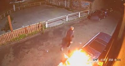 Dramatic CCTV shows arsonist carrying out 'sinister' fire attack on cars outside Newcastle garage