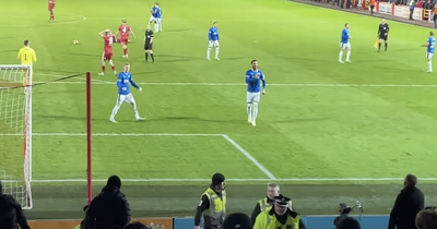 Watch Rangers stars spark furious Aberdeen fan reaction as Connor Goldson and Adam Devine live it up at full-time