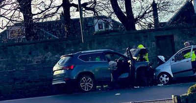 Three rushed to hospital after horror head-on smash on busy Scots road