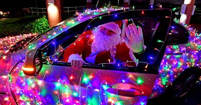 Cars wrapped in 15,000 fairy lights bring 'piece of Christmas' to sick kids