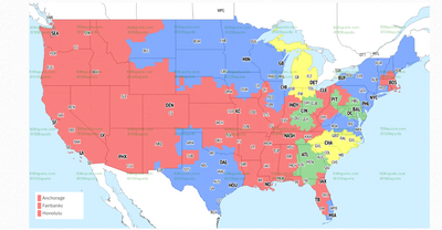 NFL Week 16 TV coverage maps