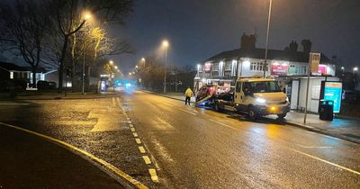 Man cut from car and rushed to hospital after three-vehicle smash in Oldham