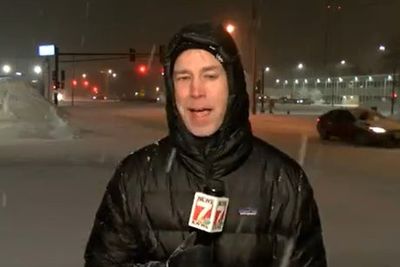 Cranky sports reporter gets steadily more irritated as he’s forced to cover ice storm