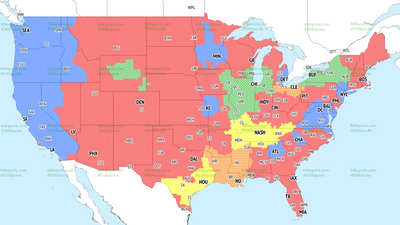 TV broadcast map for Bears vs. Bills in Week 16