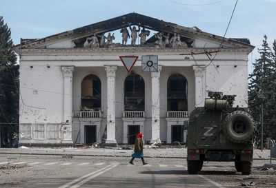 Russia accused of war crimes cover-up by razing Ukraine theatre
