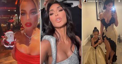 Kardashians dazzle in diamonds and ballgowns as they throw lavish Christmas Eve party