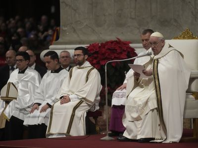 The Pope condemned the human 'hunger for wealth and power' at a Christmas Eve Mass