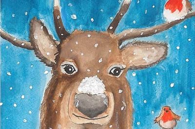 Prince George, 9, shows off cute Christmas painting of reindeer and robin