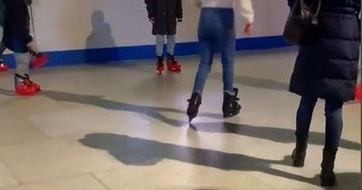 Ice rink WITHOUT ICE leaves kids 'tap dancing' as shoppers left baffled