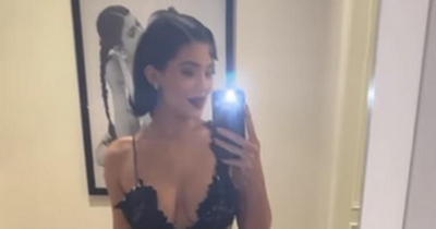 Kylie Jenner and daughter Stormi wear matching designer gowns for Kardashian Christmas party