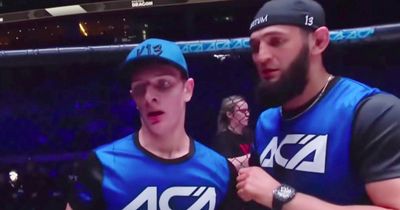 UFC star Khamzat Chimaev helps warlord's son to victory on MMA debut