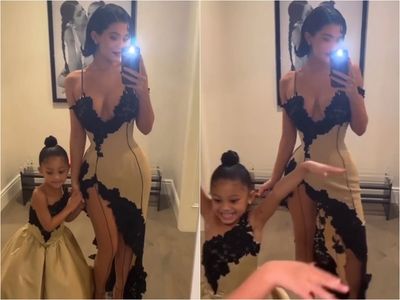 Kylie Jenner and daughter Stormi wear matching Mugler gowns for Christmas