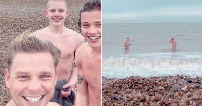 Jeff Brazier enjoys freezing cold Boxing Day dip with sons after split from wife Kate