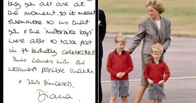 Letter from Princess Diana with Harry and William's signature fetches £18,000