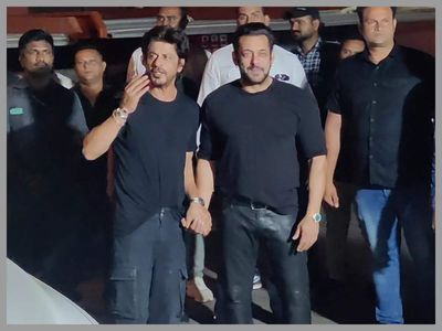 Shah Rukh Khan twins in black with Salman Khan as he attends the 'Dabangg' star’s 57th birthday bash – See photo