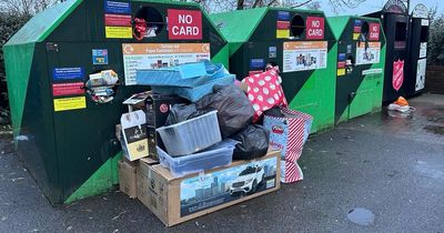 Nottinghamshire recycling bank overflows with Christmas rubbish