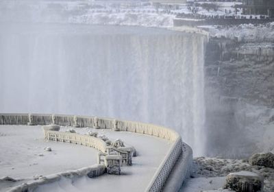 Niagara Falls transformed into almost-completely frozen winter wonderland due to US severe cold snap