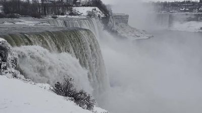 Watch: Niagara Falls transformed into a frozen winter wonderland