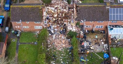 Aerial images illustrate immense devastation caused by blast that left four in hospital