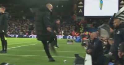 Pep Guardiola kicks bottle and hits coach in Leeds dugout before running over to apologise