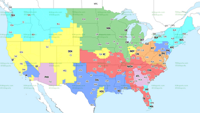 TV broadcast map for Panthers vs. Buccaneers in Week 17