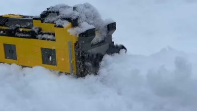 Lego Train With Snow Thrower On Front Is Small But Effective