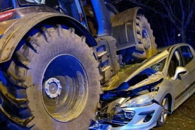 Three people taken to hospital after car crushed under tractor in Scotland