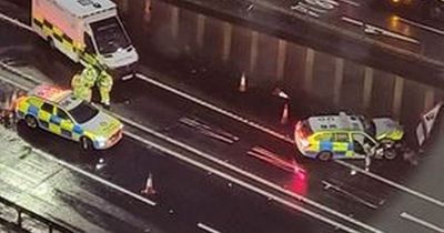 Police officer rushed to hospital after horror two car crash on Glasgow's M8