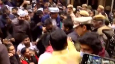 Sanitation worker 'assault': AAP stages protest outside BJP MLA Abhay Verma's house in Delhi