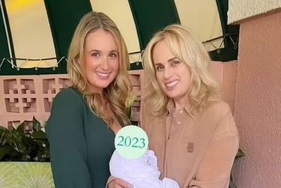 Rebel Wilson poses with sister Annachi and baby Royce as they enjoy early New Year’s Eve celebrations