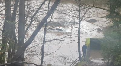 Shocking picture shows car stuck in water at flooded Glasgow park