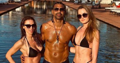 Saturdays singer Una Healy and David Haye pose by pool together during winter holiday