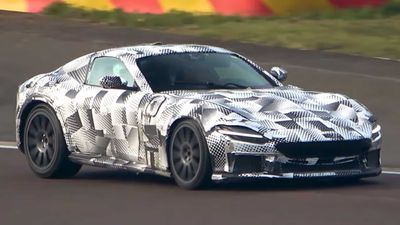 New Ferrari V12 Supercar Spied Powersliding Around The Race Track
