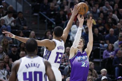 This wild shot by Lauri Markkanen didn’t count but it absolutely should’ve considering how impossible it was