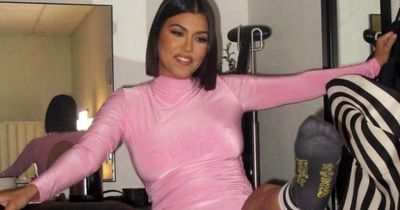 Kourtney Kardashian suffers wardrobe malfunction as she wears husband Travis' underwear