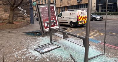 Edinburgh city centre bus stop completely flattened by reversing lorry