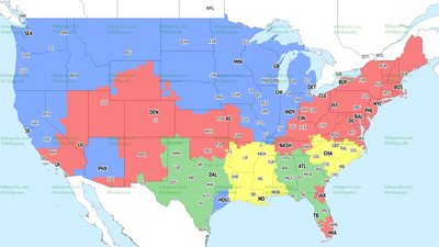 TV broadcast map for Panthers vs. Saints in Week 18