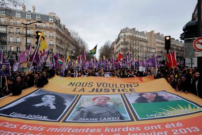 Kurds from around Europe demonstrate over killings in Paris