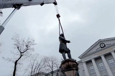 Statue of Russian scientist removed in Dnipro as Ukraine wipes away Soviet history