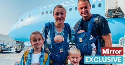 Baby twins have lived in 5 countries and flown 31,000 miles - before first birthday