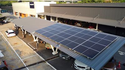 Volvo unveils solar carport charging stations