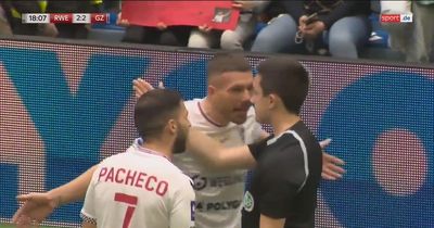Ex-Arsenal star Lukas Podolski sent off after confronting ref at own charity tournament