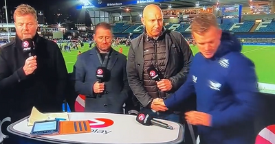 Tom Shanklin has players and fans in stitches with comedy Dwayne Peel handshake on live TV