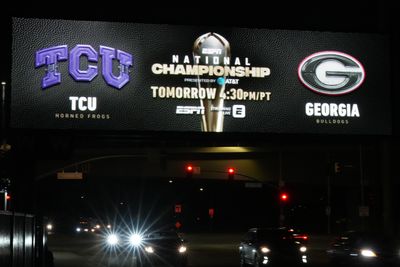 Which stadium is TCU and Georgia playing in for the national championship?