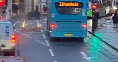 Leeds double decker bus seen driving wrong way after major road changes