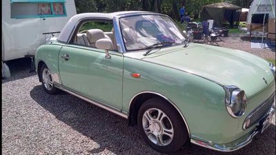 1969 Serro Scotty Vintage Camper And Nissan Figaro Make An Adorable Pair