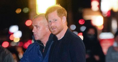 Prince Harry is protected by armed bodyguards ahead of The Late Show interview