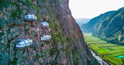 You can book stays in terrifying pods that hang off the edge of a cliff in Peru