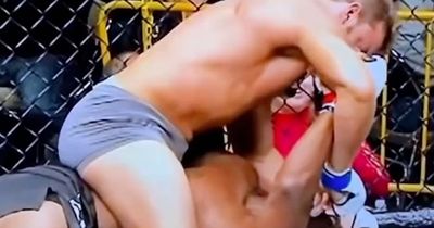 MMA fighter helps put rival's mouthguard back in - then beats him up on ground