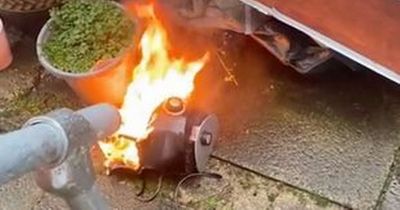 Mum shares shocking moment air fryer exploded into flames after she noticed burning smell